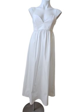 Zara White Spaghetti Cotton Poplin Dress
